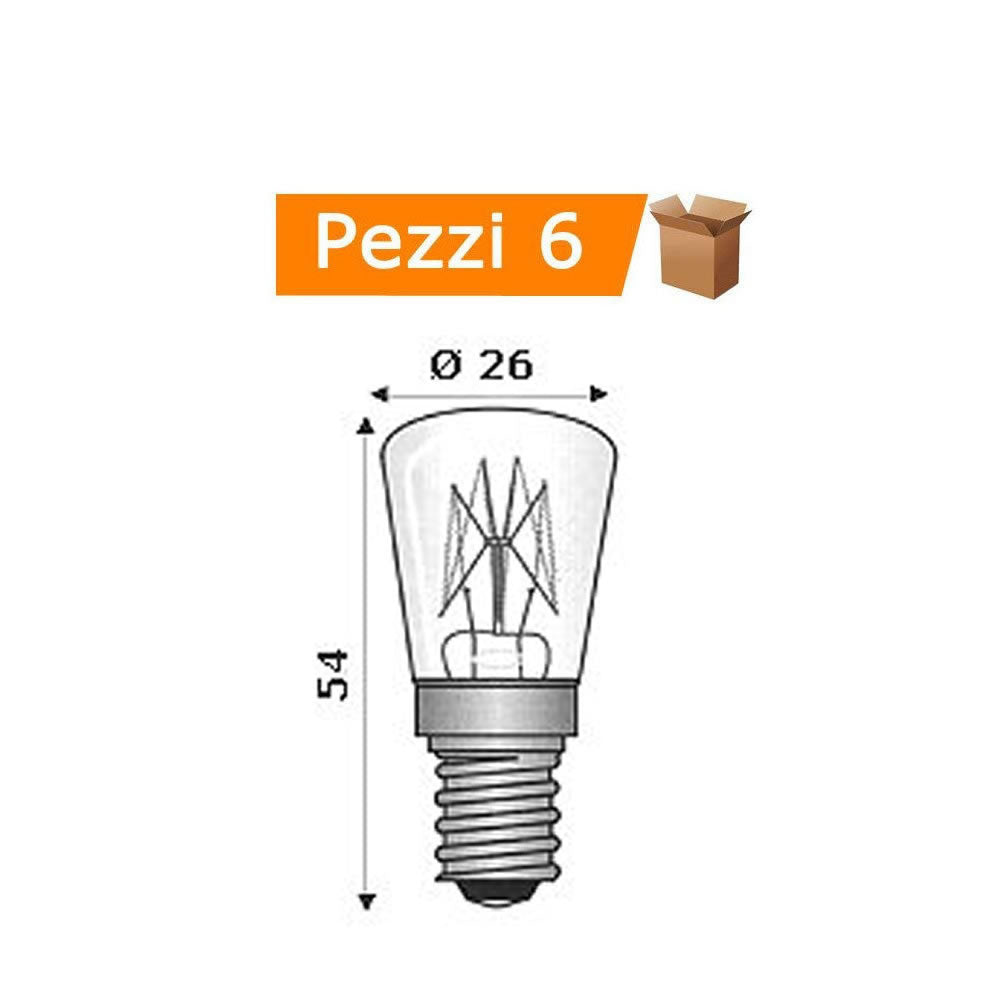 Multipack da 6 lampadine wimex incandescenti tubolari 15w e14 24v 220-240v