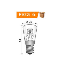 Multipack da 6 lampadine wimex incandescenti tubolari 15w e14 24v 220-240v