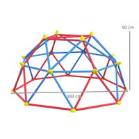 Cupola per Arrampicata Bambini 3-8 Anni per 4 Bimbi Ø183x90 cm in Metallo Multicolore