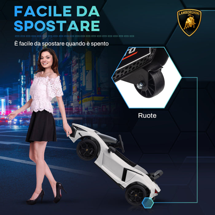 Macchina Elettrica per Bambini Licenza Lamborghini Revuelto 12V Guida Manuale e Telecomando Bianco