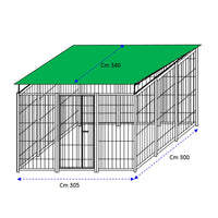 Box per cani da esterno coperto con zincatura elettrolitica da 300x300xh180 cm