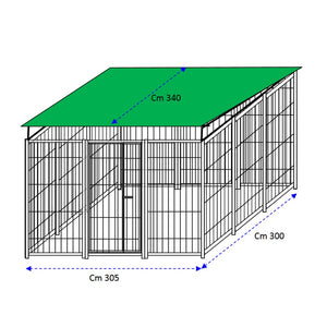 Box per cani da esterno coperto con zincatura elettrolitica da 300x300xh180 cm