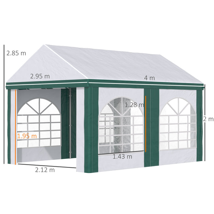 Tendostruttura max 12 Persone 400x295x285 cm con Doppio Ingresso Bianco e Verde