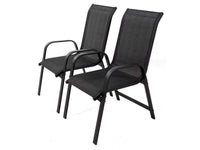 Habitat et Jardin Poltrone da Giardino Alluminio Textilene Nero Set 2 Impilabili