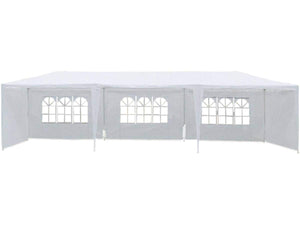 Gazebo 3x9m Impermeabile Bianco 5 Pareti Laterali Polietilene Habitat et Jardin