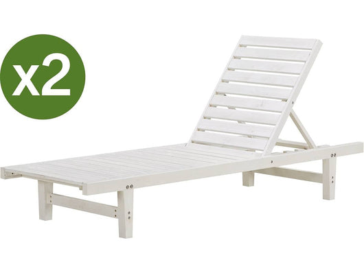 Habitat et Jardin Lettini da Giardino Legno Bianco Set di 2 194 cm