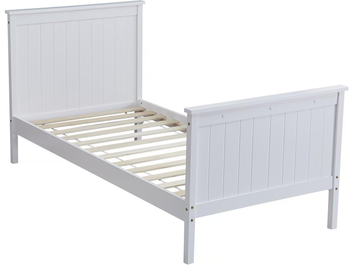 Habitat et Jardin Letto Singolo Bambini Legno Massello Bianco 90x190 cm