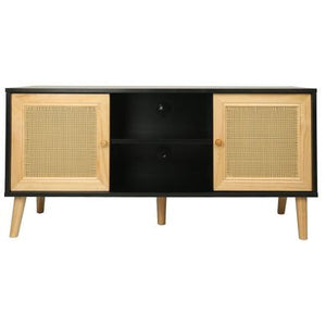 Mobile TV Scandinavo in Rattan 120x30x56 cm Nero PALOZI SOFA