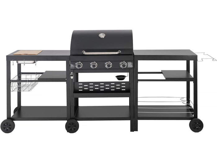 Habitat et Jardin Barbecue a Gas 4 Bruciatori 12 kW Nero