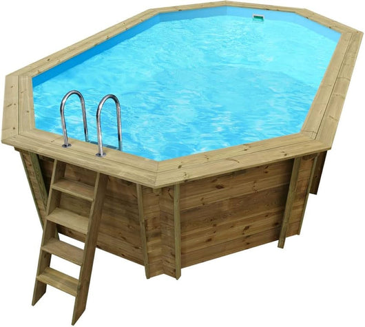 Piscina fuori terra in legno ottagonale 3.48x2.15x1.18m Habitat et Jardin