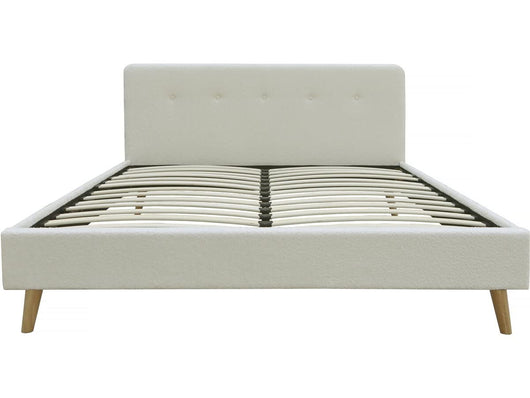 Letto matrimoniale 140x190 Tessuto Riccio Moderno Habitat et Jardin Crema