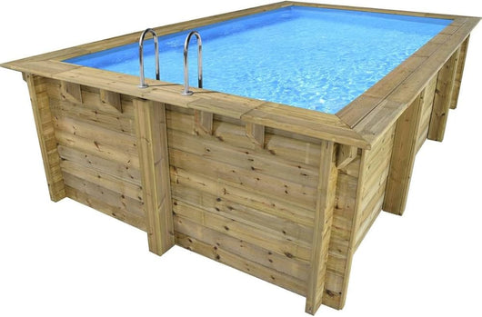 HABITAT ET JARDIN Piscina in Legno Rettangolare 5.00x3.00m Legno Massiccio Interrabile