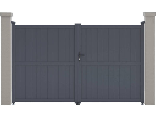 Cancello Alluminio Grigio 2 Porte 300x181 cm con Serratura Habitat et Jardin