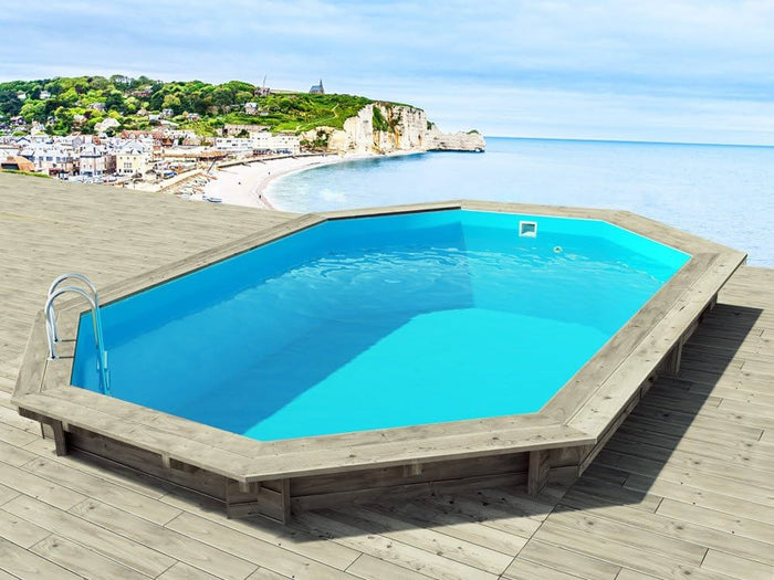 Habitat et Jardin Piscina in Legno Ottagonale 5.86x3.86x1.20m Pompa Calore 6.1kW