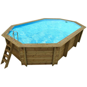 Piscina in legno 6,53x4,41x1,45m ottagonale interrabile HABITAT ET JARDIN