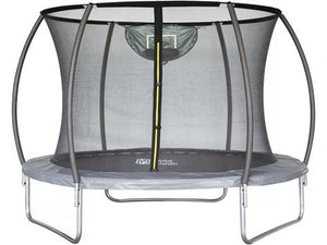 Habitat et Jardin Trampolino Ø3,70 m con Rete Sicurezza e Canestro Basket Grigio Verde