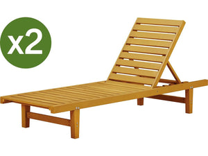 Lettini da Giardino Legno Marrone Chiaro Set 2 Pezzi Esterni Habitat et Jardin