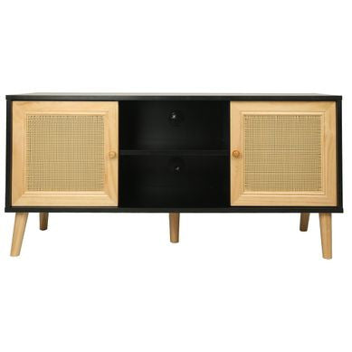 Mobile TV Scandinavo in Rattan 120x30x56 cm Nero PALOZI SOFA