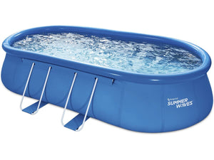 Piscina Fuori Terra Ovale 6,10x3,66x1,22m Blu Autoportante Habitat et Jardin