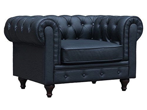 Poltrona Chesterfield Nero Tessuto 111x82x70 cm Habitat et Jardin