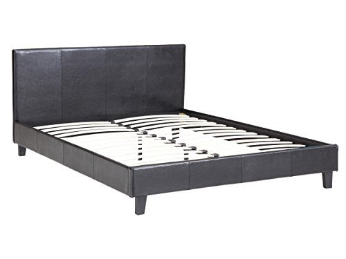 Habitat et Jardin Letto Matrimoniale 140x190 cm Nero con Rete a Doghe e Testiera