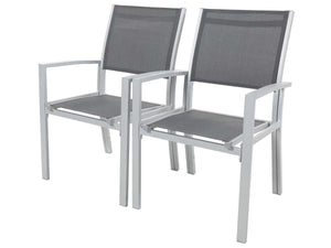 Poltrona da Giardino Set 2 Alluminio e Textilene Grigio Scuro Habitat et Jardin