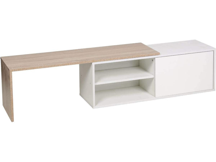 Tavolino 209x32x36cm Bianco e Rovere Rettangolare Habitat et Jardin