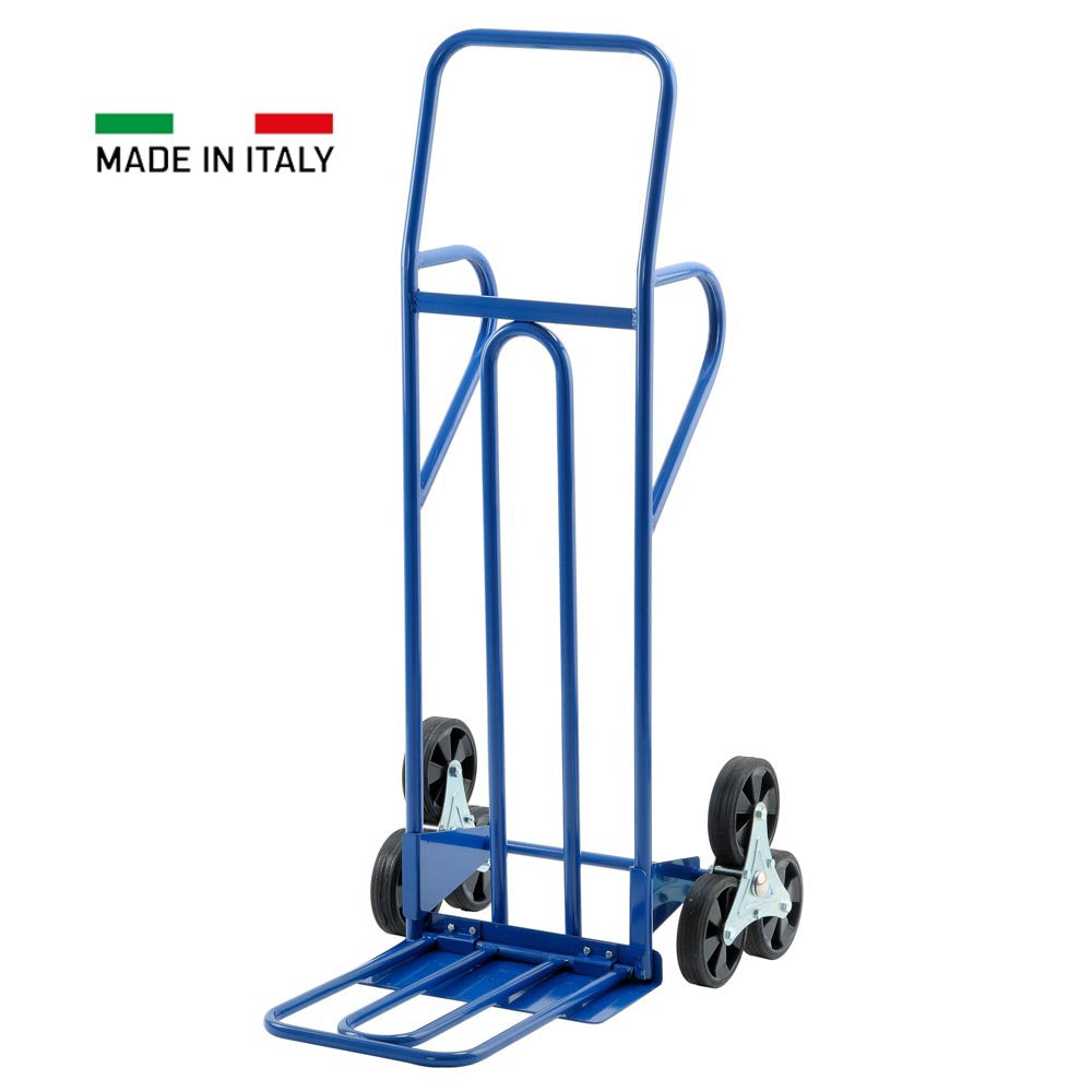 CARRELLO SCALE 6 RUOTE TRASPORTO PORTAPACCHI GRADINI PALA RIBALTABILE 300Kg GIERRE GU030