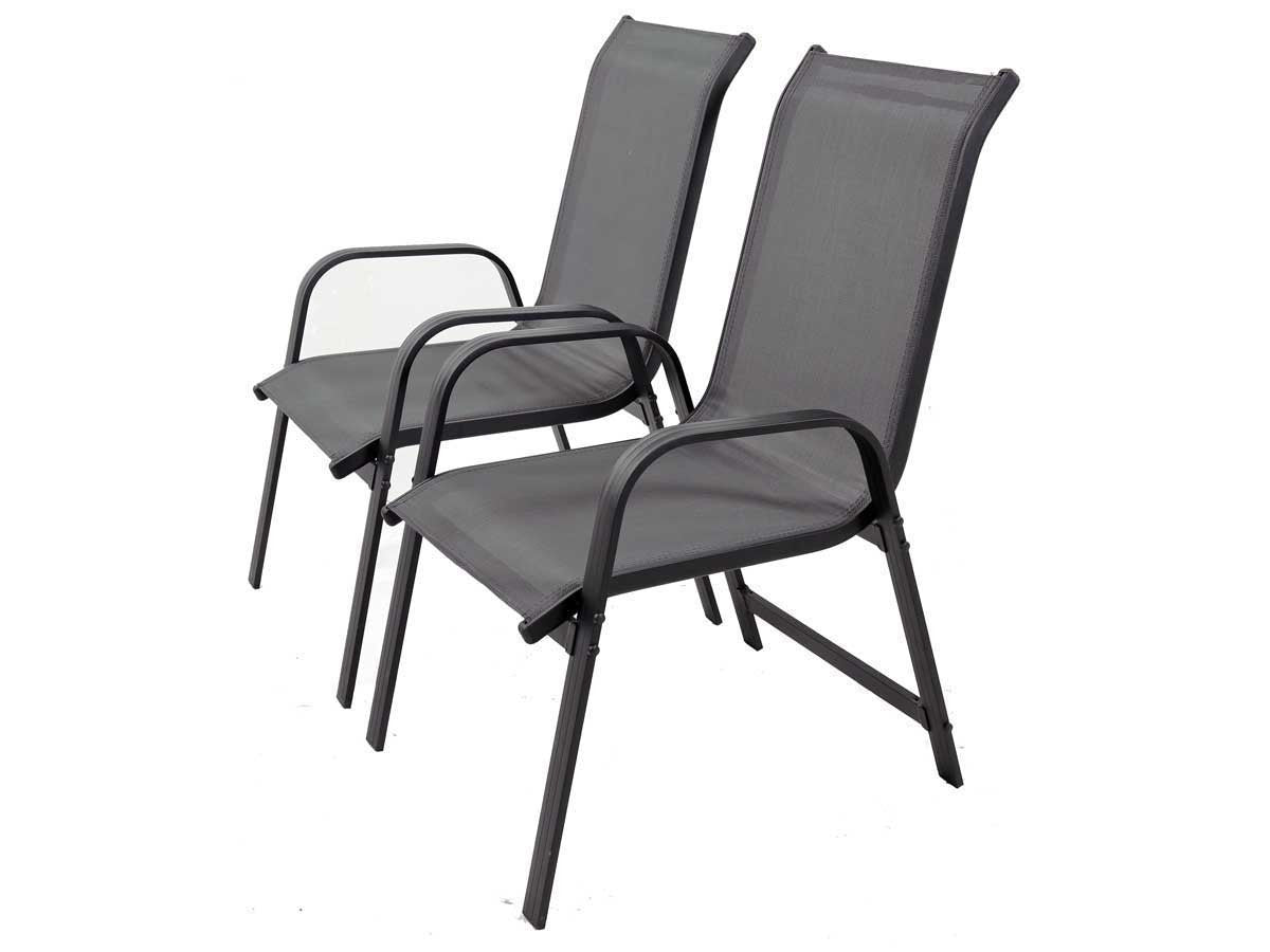 Sedie da Giardino Set 2 Alluminio Textilene Grigio Scuro Impilabili Habitat et Jardin