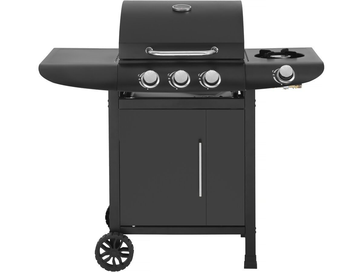 Habitat et Jardin Barbecue a Gas 4+1 Fornelli 11,5 kW Acciaio Inox Nero