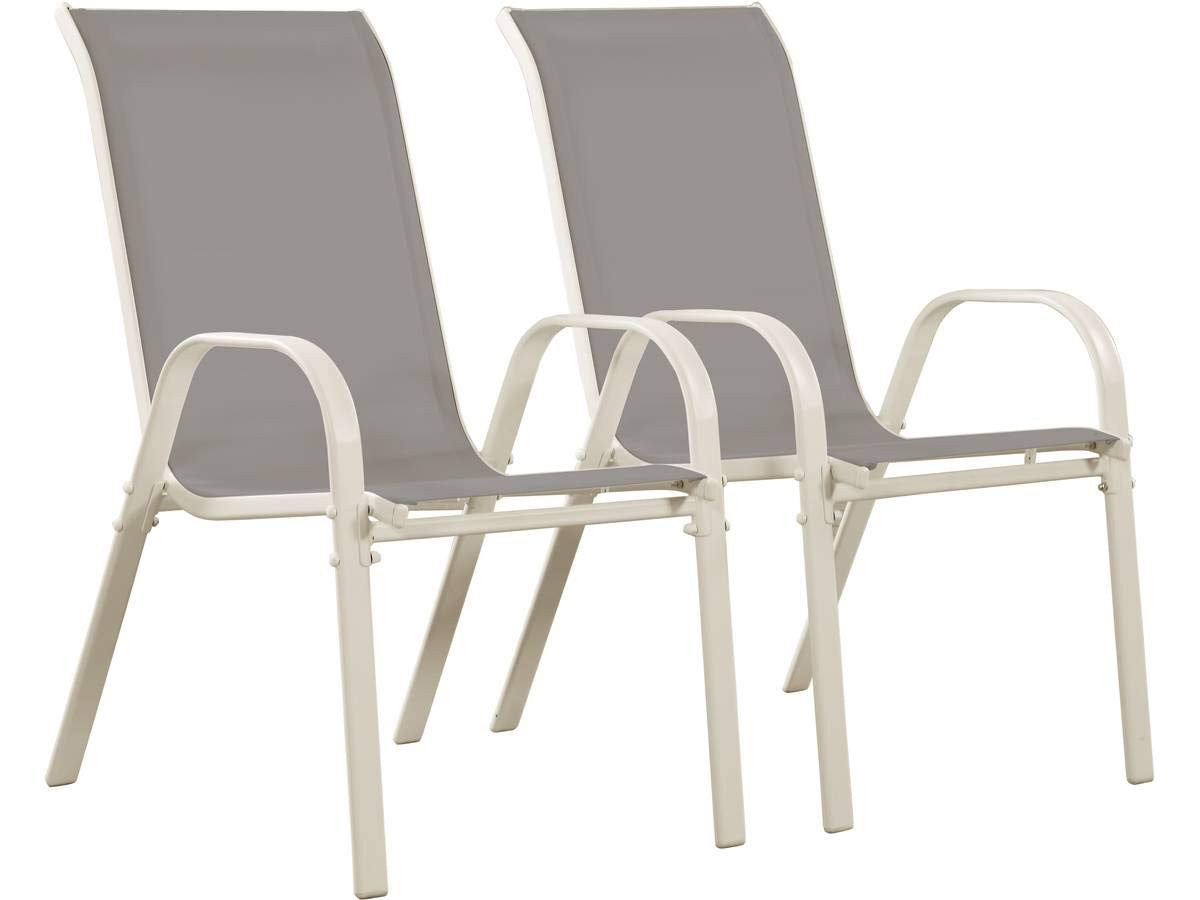 Sedie da Giardino Textilene Grigio Chiaro Set 2 Habitat et Jardin Impilabili