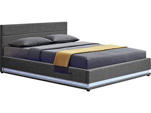 Letto Matrimoniale 180x200 con Contenitore Grigio Scuro Lino Habitat et Jardin