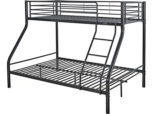 Letto a Castello 90x190 cm Metallo Nero con Scala Habitat et Jardin