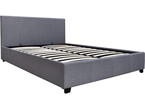 Letto Doppio 160x200 cm Grigio Con Contenitore Legno Habitat et Jardin