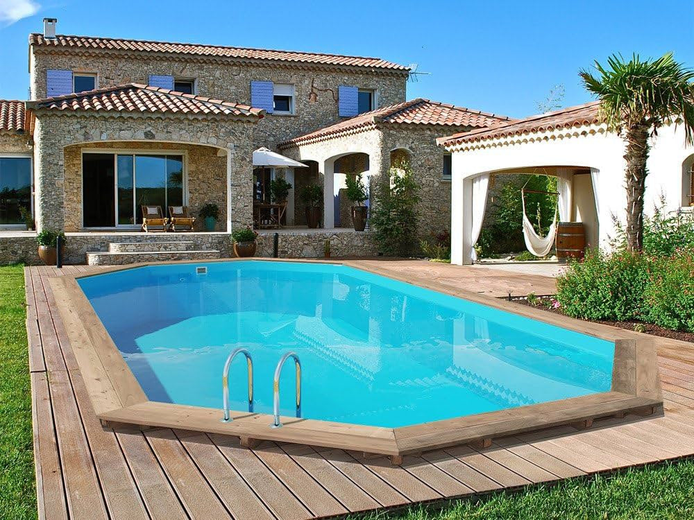 Piscina fuori terra in legno ottagonale 7,57x4,07x1,31m HABITAT ET JARDIN