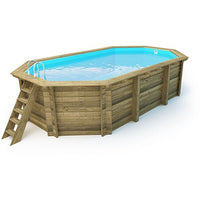 Piscina in legno ottagonale interrata 6.53x4.41m con pompa di calore Cancun