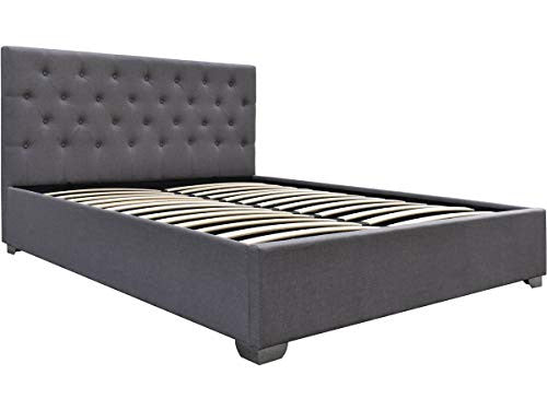 Letto Matrimoniale 180x200 cm Grigio Contenitore Testata Trapuntata Habitat et Jardin