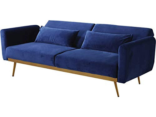 Divano Letto Velluto Blu Scuro 3 Posti Clic Clac Habitat et Jardin