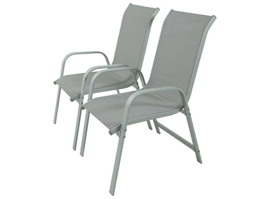 Habitat et Jardin Poltrona Giardino Alluminio Textilene Grigio Chiaro Impilabile Set 2