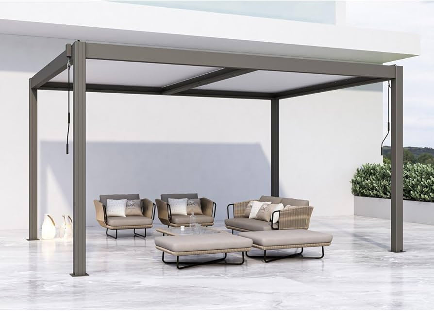 HABITAT ET JARDIN Pergola Bioclimatica Elettrica 280x380cm Grigio Antracite Alluminio