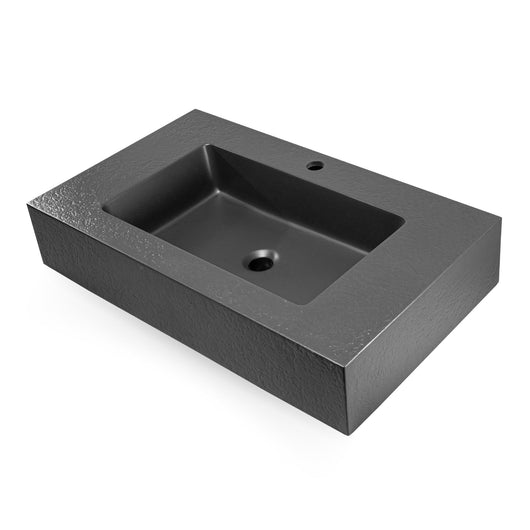 Ogomondo top lavabo sospeso in materiale marmo resina finitura asfalto *** misure 60x46x15 cm, tinta antracite, confe...