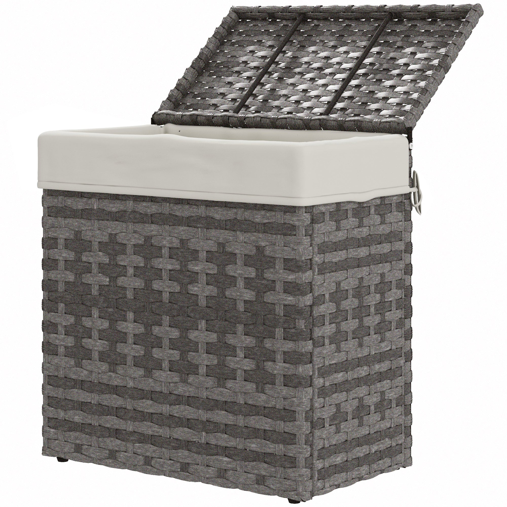 Baule Cesta Contenitore da Giardino e Casa 57x34x62 cm in Rattan con Tessuto Interno Grigio