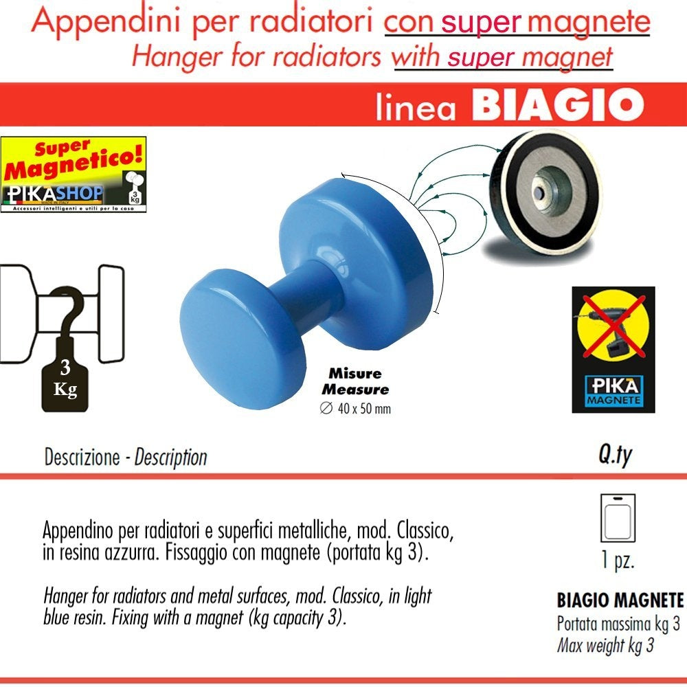 Pika' 1 appendino universale classic super magnete colore blu