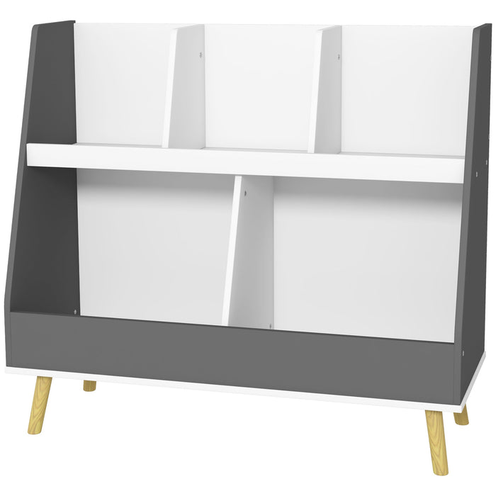 Mobile Portagiochi per Bambini a 2 Livelli con 5 Scomparti 80x34x79 cm in Legno Grigio