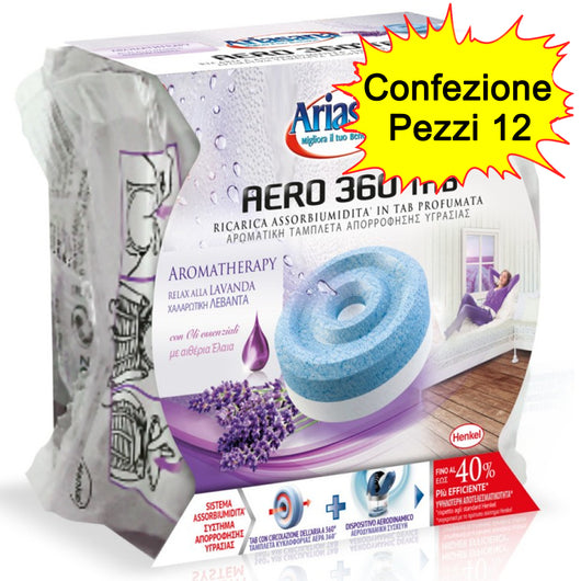 Ariasana ricarica tab relaxing lavanda aero 360 gradi confezione da 12 pacchi da 450 grammi ciascuno