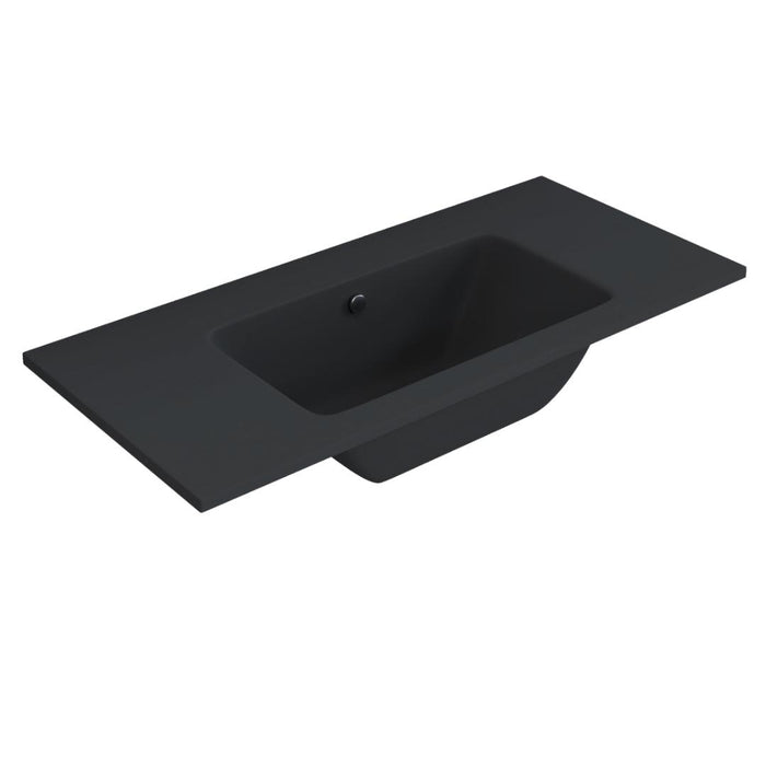 Lavabo ad incasso mineral marmo colore nero opaco mobile composizione bagno *** misure 91x46 cm, confezione 1