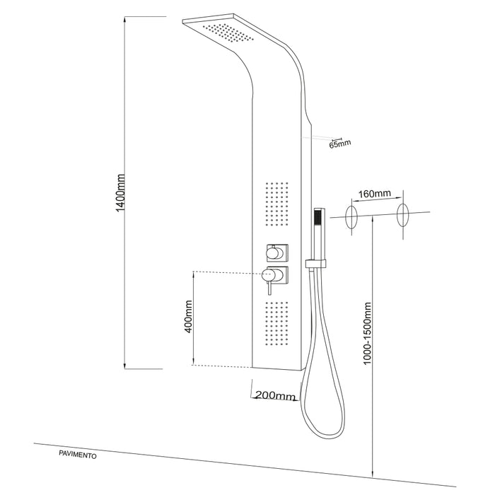 Colonna doccia 001b 3 funzioni acciaio inox 2 bocchette idro lombari l20xp44xh140 *** finitura- cromo lucido, confezi...