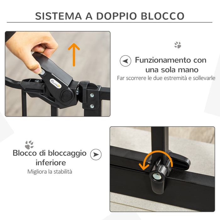 Cancelletto di Sicurezza Alto con Porta Piccola e Chiusura Automatica 74-80x104 cm Nero