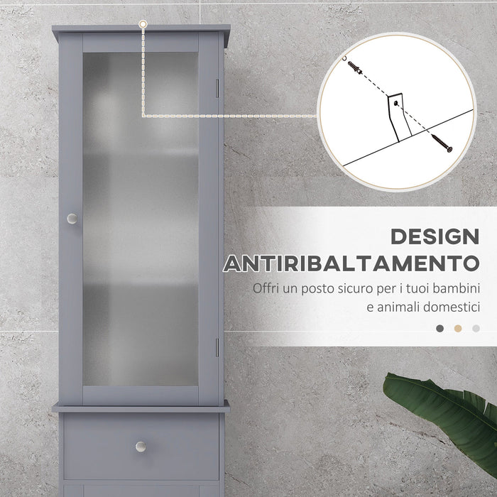 Mobile a Colonna da Bagno 40x27x171,5cm in MDF Grigio