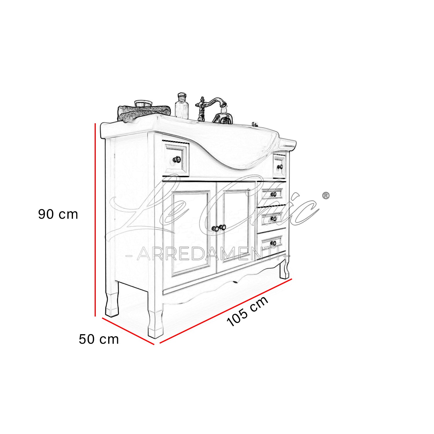 Mobile lavabo provenzale 105cm